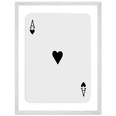 Ace of Hearts Minimalist Poker Card Art - Eco-Friendly Mounted Framed Poster, Choice of Frame Finish & Size - Vibrantwalls