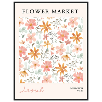 Seoul Flower Market Framed Poster – Delicate Watercolor Blooms & Botanical Art Print | Ready-to-Hang - Vibrantwalls