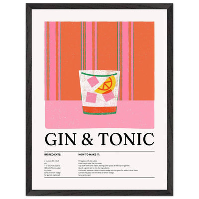 Gin Tonic Cocktail Recipe Minimalist Design Print - Vibrantwalls