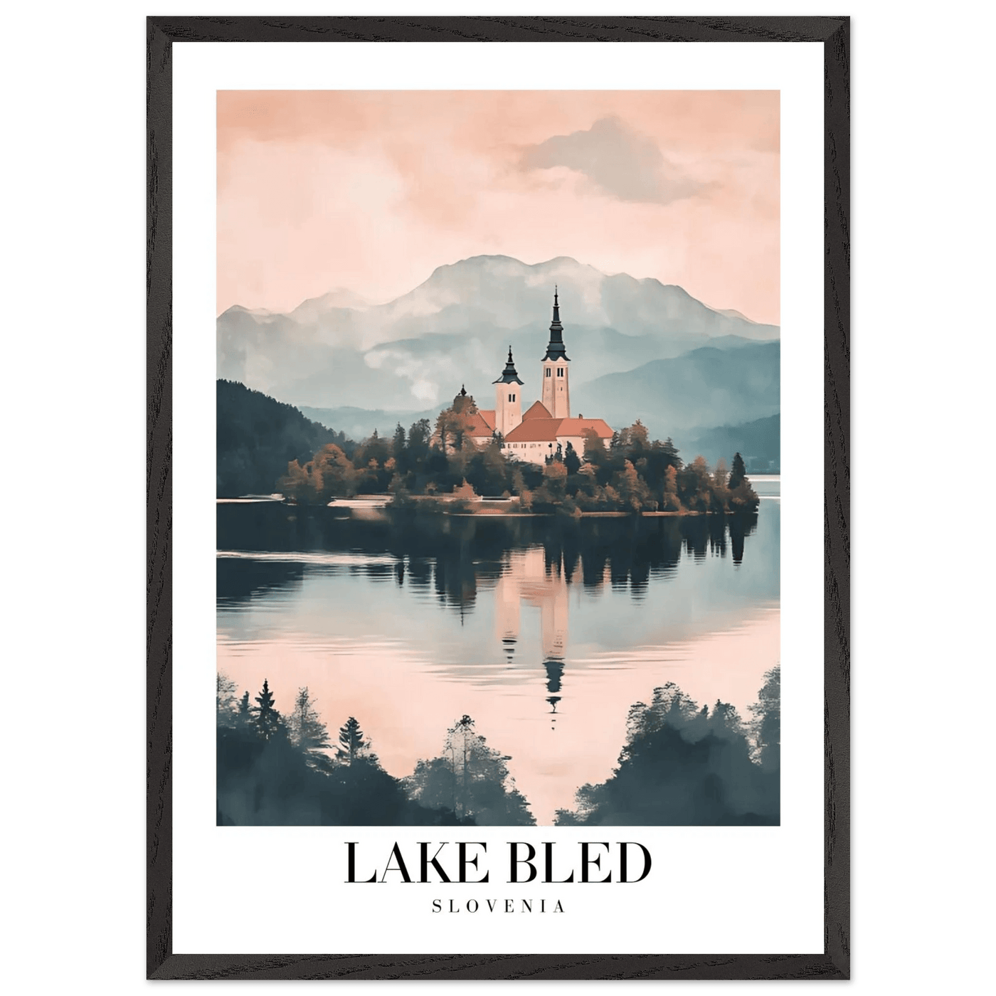 Lake Bled Slovenia Framed Poster – Serene Lakeside Wall Art with Wooden Frame - Vibrantwalls