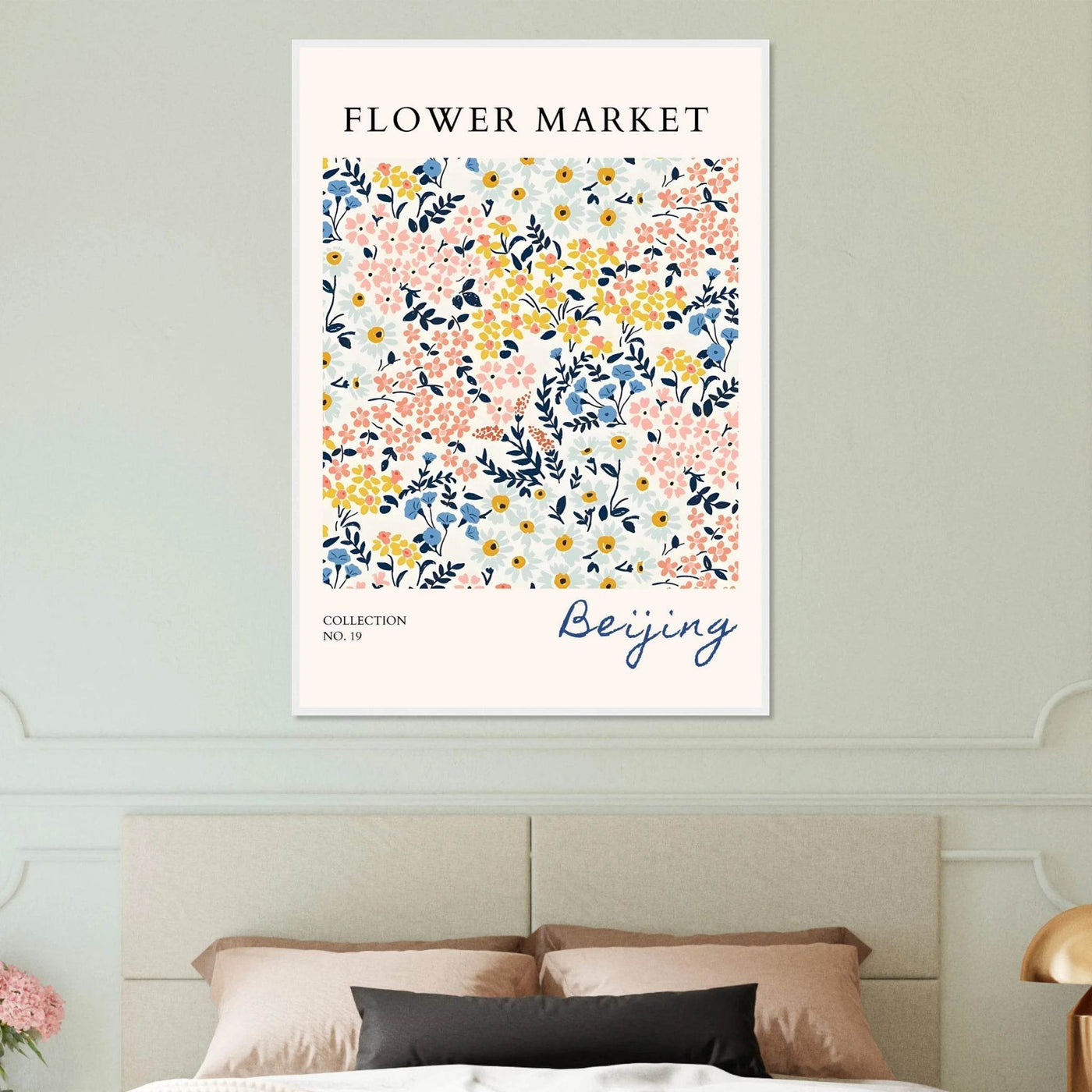 Flower Market Beijing Framed Poster – Whimsical Floral Art Print in Pastel Hues | Ready-to-Hang Wall Decor - Vibrantwalls