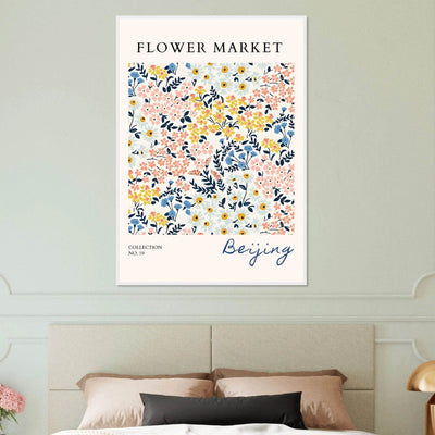 Flower Market Beijing Framed Poster – Whimsical Floral Art Print in Pastel Hues | Ready-to-Hang Wall Decor - Vibrantwalls