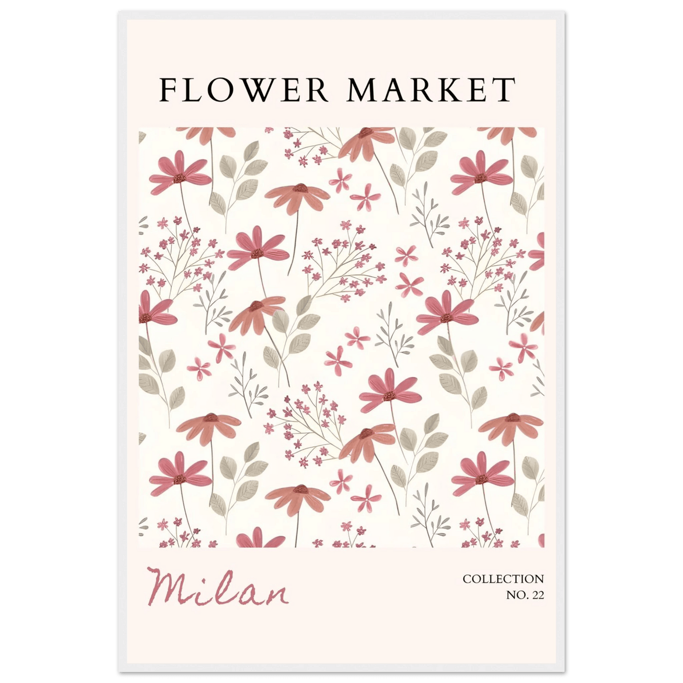 Milan Flower Market Framed Poster – Blush & Sage Floral Art Print | Ready-to-Hang Wall Decor - Vibrantwalls