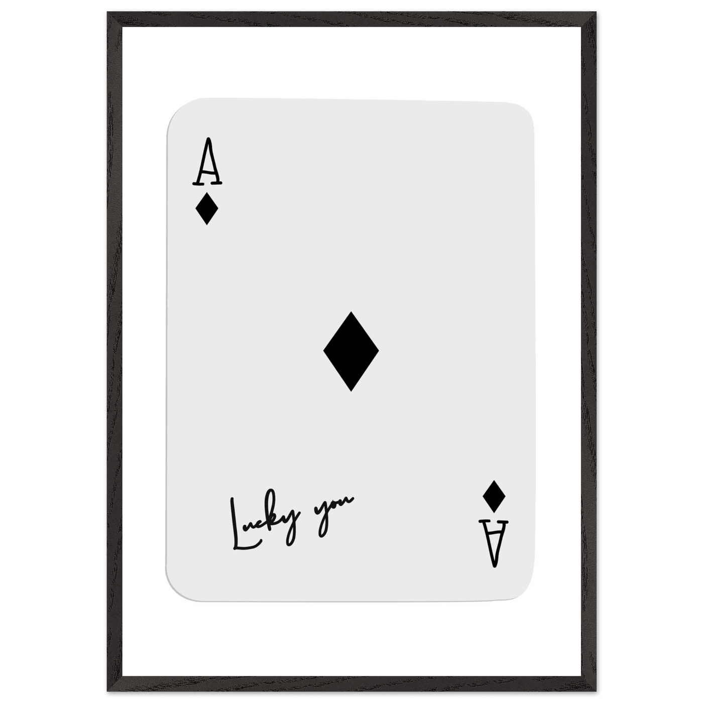 Lucky You Ace of Diamonds Poker Card Print - Mounted Framed Poster Art, Eco-Friendly Wood Frame in Your Choice of Style - Vibrantwalls