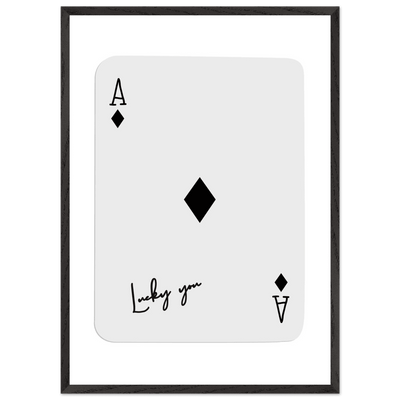 Lucky You Ace of Diamonds Poker Card Print - Mounted Framed Poster Art, Eco-Friendly Wood Frame in Your Choice of Style - Vibrantwalls