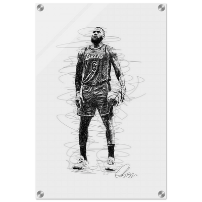 LeBron James Wall Art – Dynamic, Modern NBA Sketch Acrylic Print for Sports Fans - Vibrantwalls
