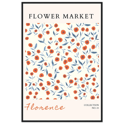 Florence Flower Market Art Print – Vibrant Orange Poppies & Blue Leaves | Framed & Ready-to-Hang Wall Art - Vibrantwalls