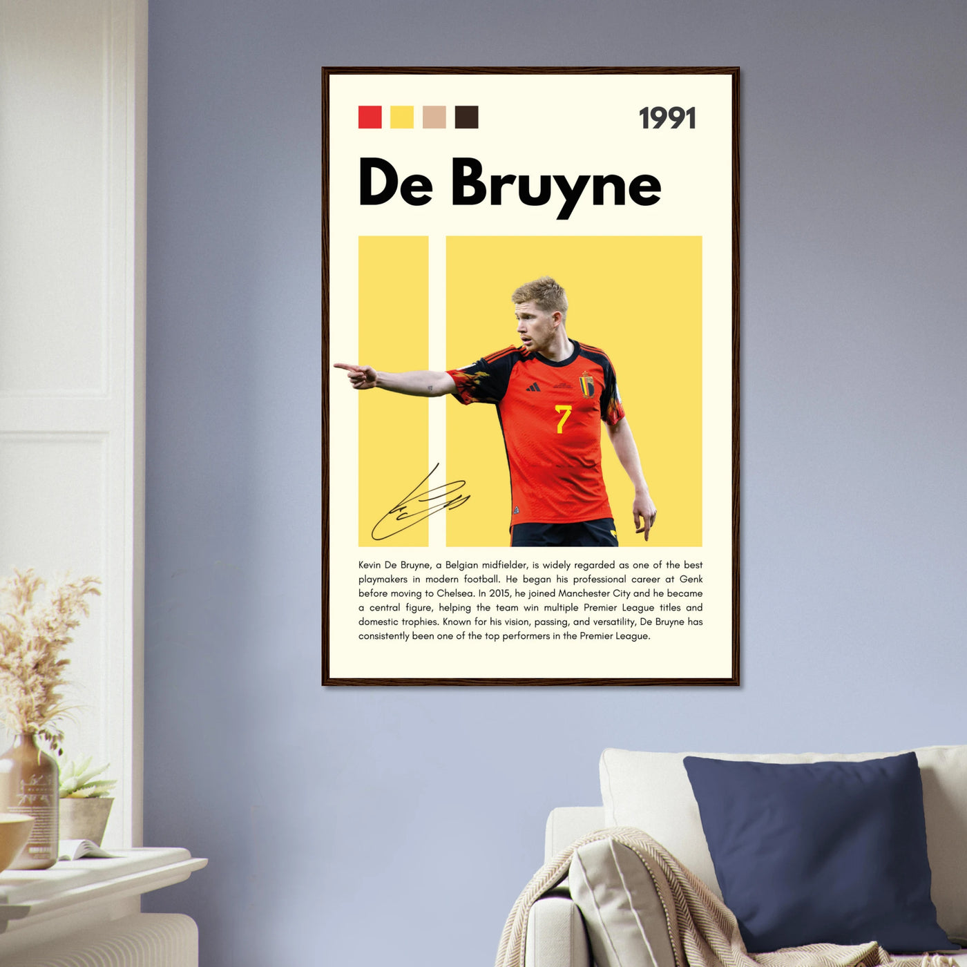 Kevin De Bruyne Football Legend Framed Poster – Vibrant Pop Art Print for Modern Fans Vibrantwalls