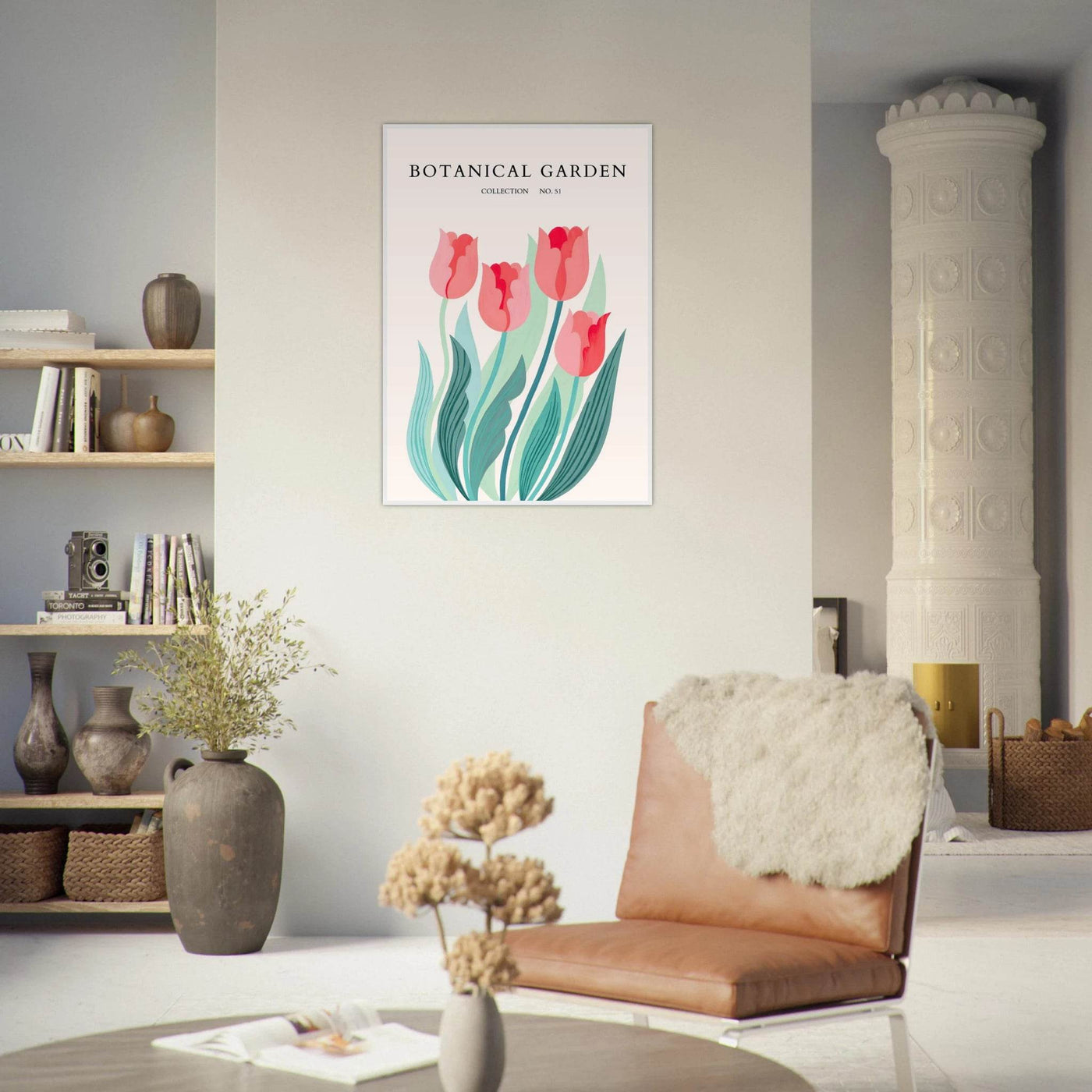 Botanical Garden Tulip Framed Poster – Pastel Florals & Nature Art Prints | Ready-to-Hang Wall Decor - Vibrantwalls