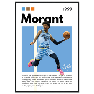 Ja Morant Grizzlies Star Vintage Basketball Poster 70x100 cm 28x40″ Black frame Vibrantwalls