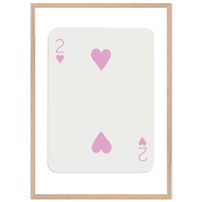 Minimalist Pink Two of Hearts Poker Card Art Print - Framed & Mounted Eco-Friendly Decor, Custom Sizes Available - Vibrantwalls