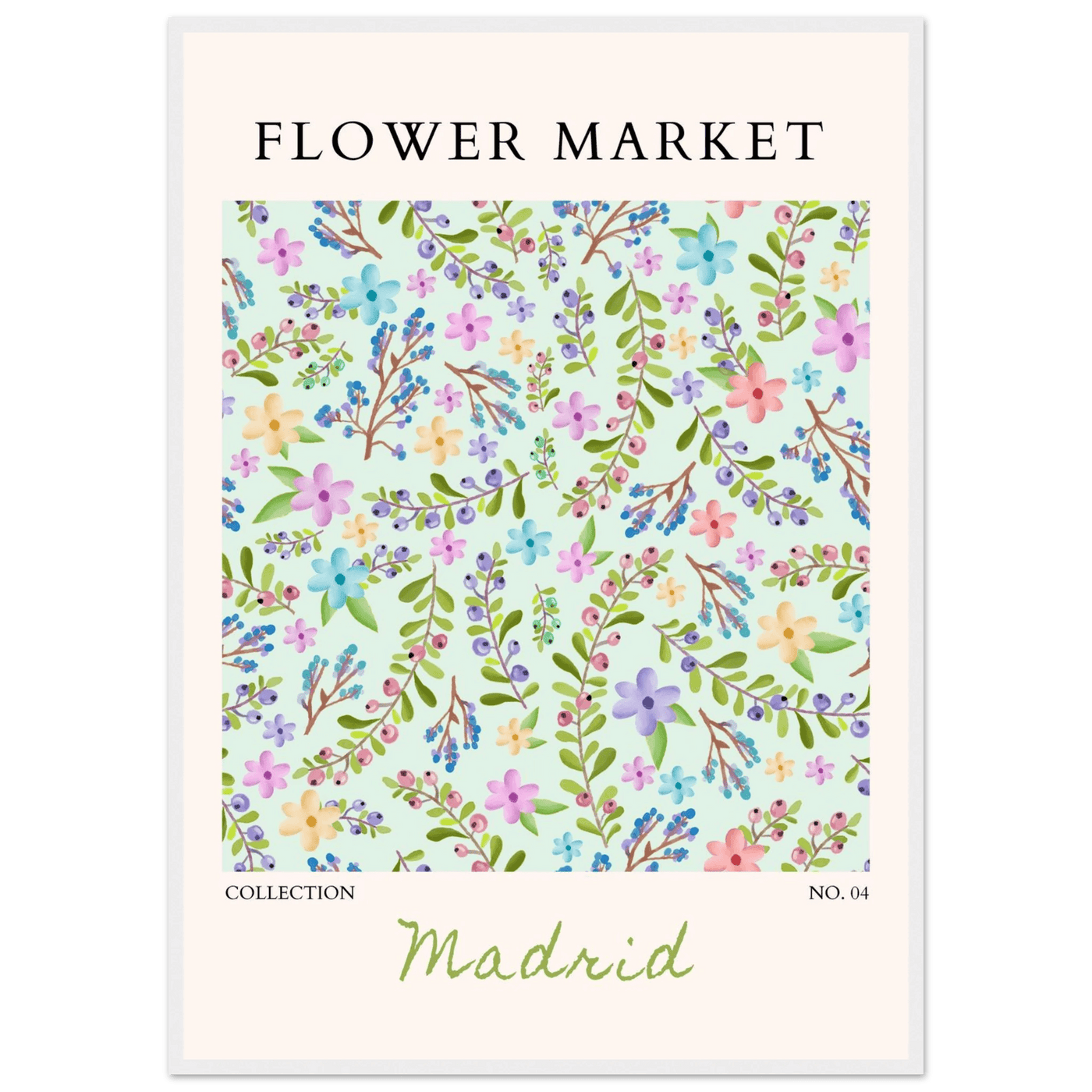 Flower Market Collection Framed Poster – Whimsical Floral & Berry Art Prints | Ready-to-Hang in Various Sizes - Vibrantwalls