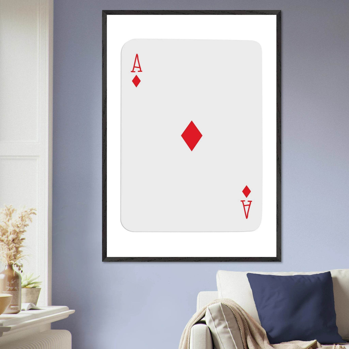 Ace of Diamonds Poker Card Print - Mounted Framed Art, Eco-Friendly Wood Frame in Your Choice of Finish - Vibrantwalls