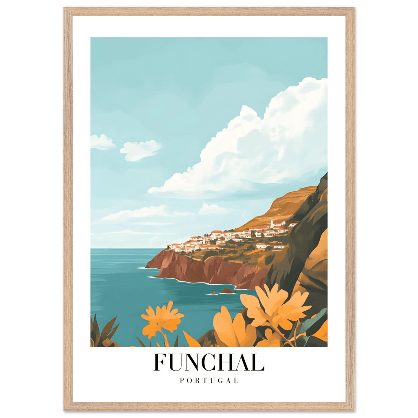 Funchal Portugal Coastal Vintage Travel Poster - Wall Art - Vibrantwalls