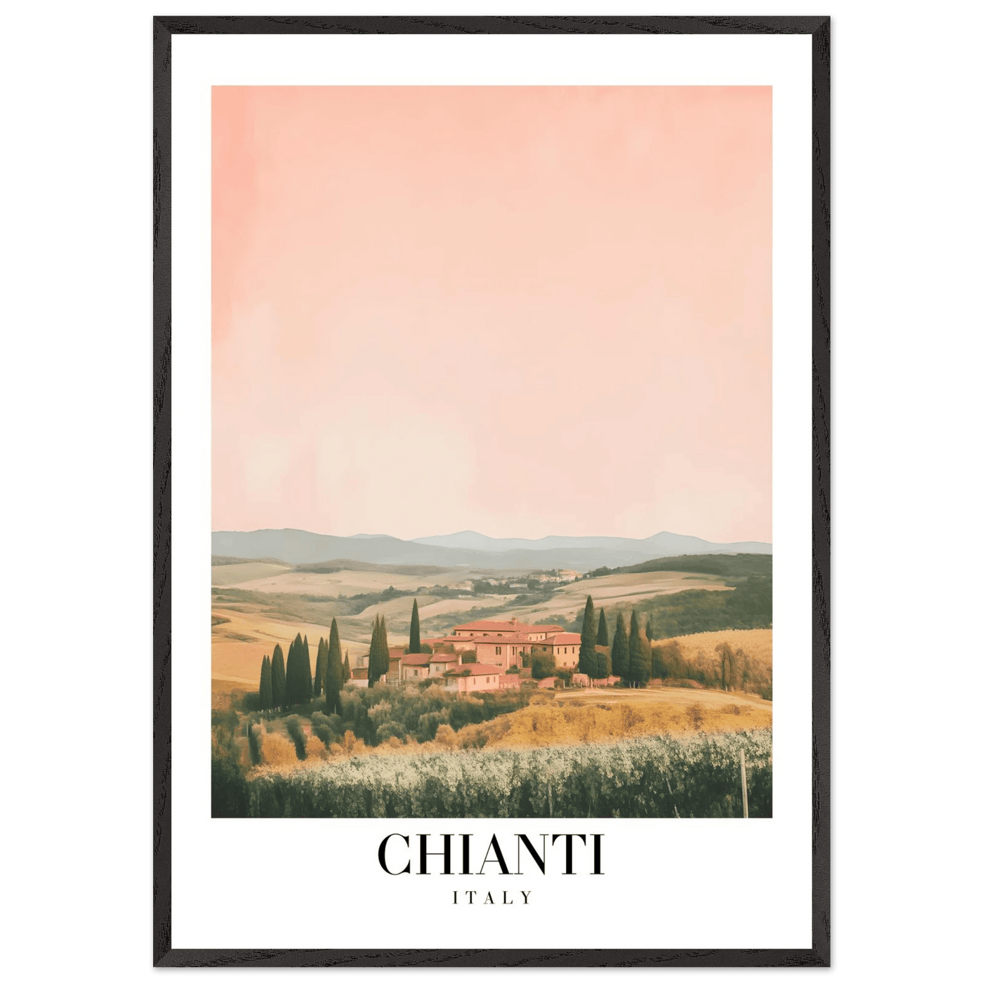 Chianti, Italy Framed Poster – Vintage Tuscan Countryside Wall Art with Customizable Wooden Frame - Vibrantwalls