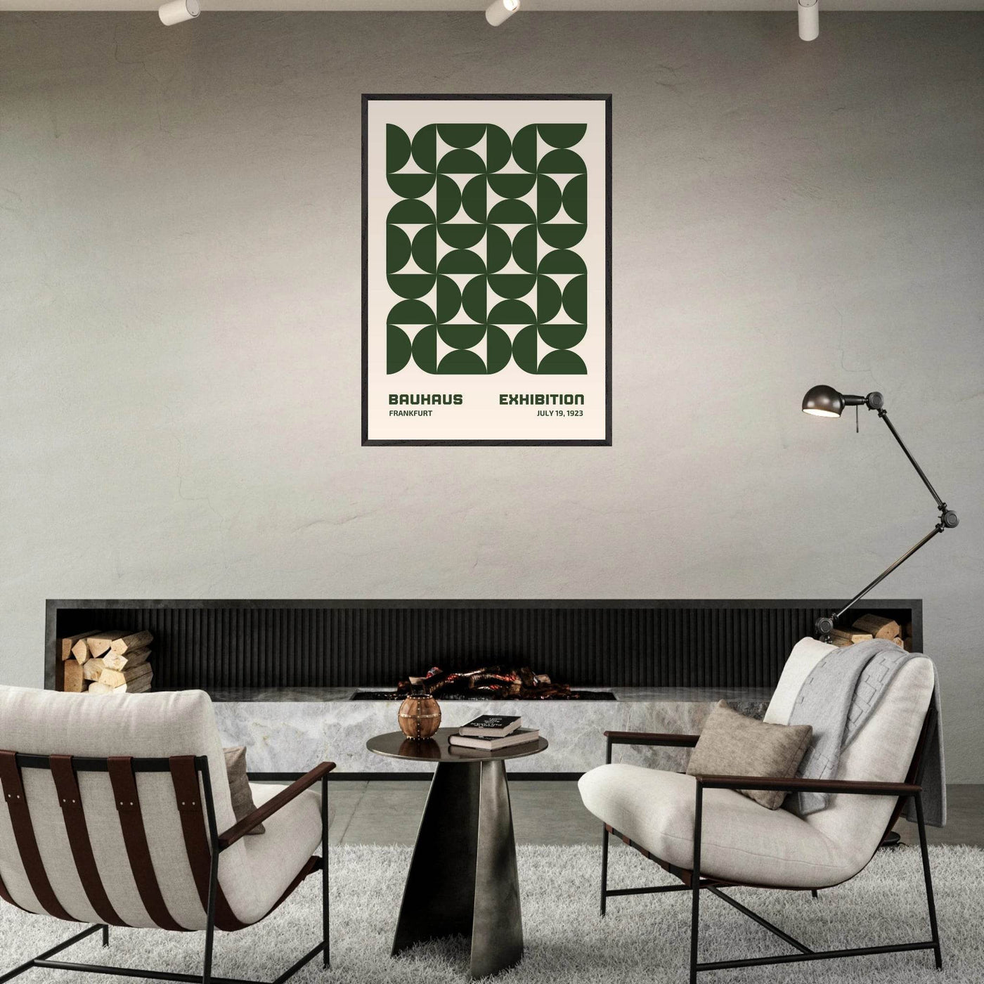 Bauhaus Forest Green & Cream Modern - Vibrantwalls