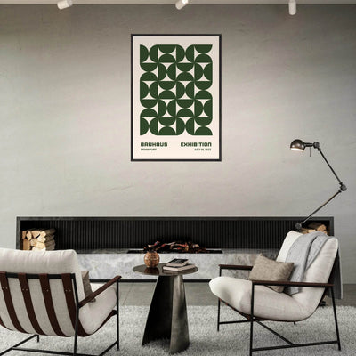 Bauhaus Forest Green & Cream Modern - Vibrantwalls
