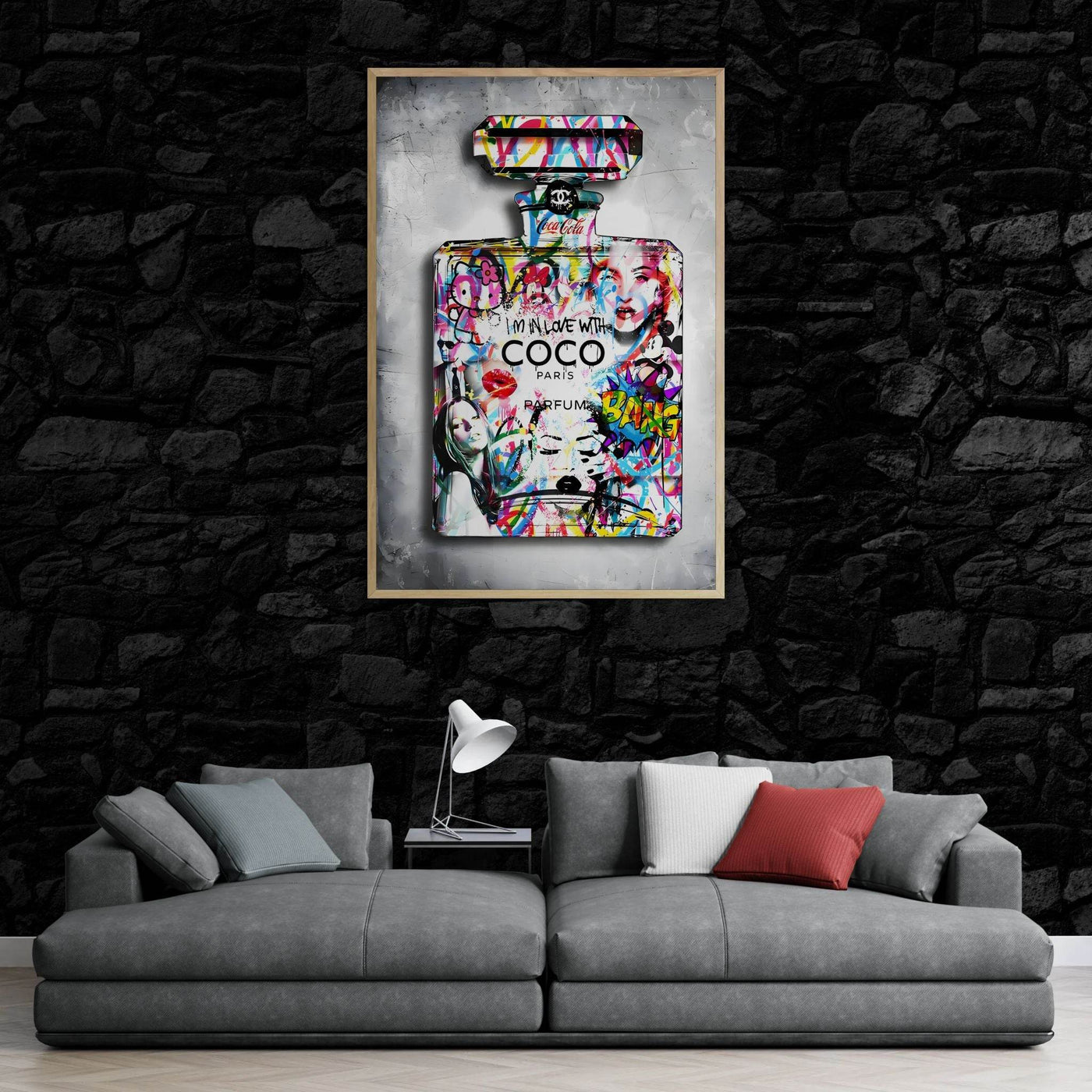Vibrant Pop Art Chanel Perfume Bottle Print - Graffiti Chic Wall Decor for Fashion Lovers - Vibrantwalls