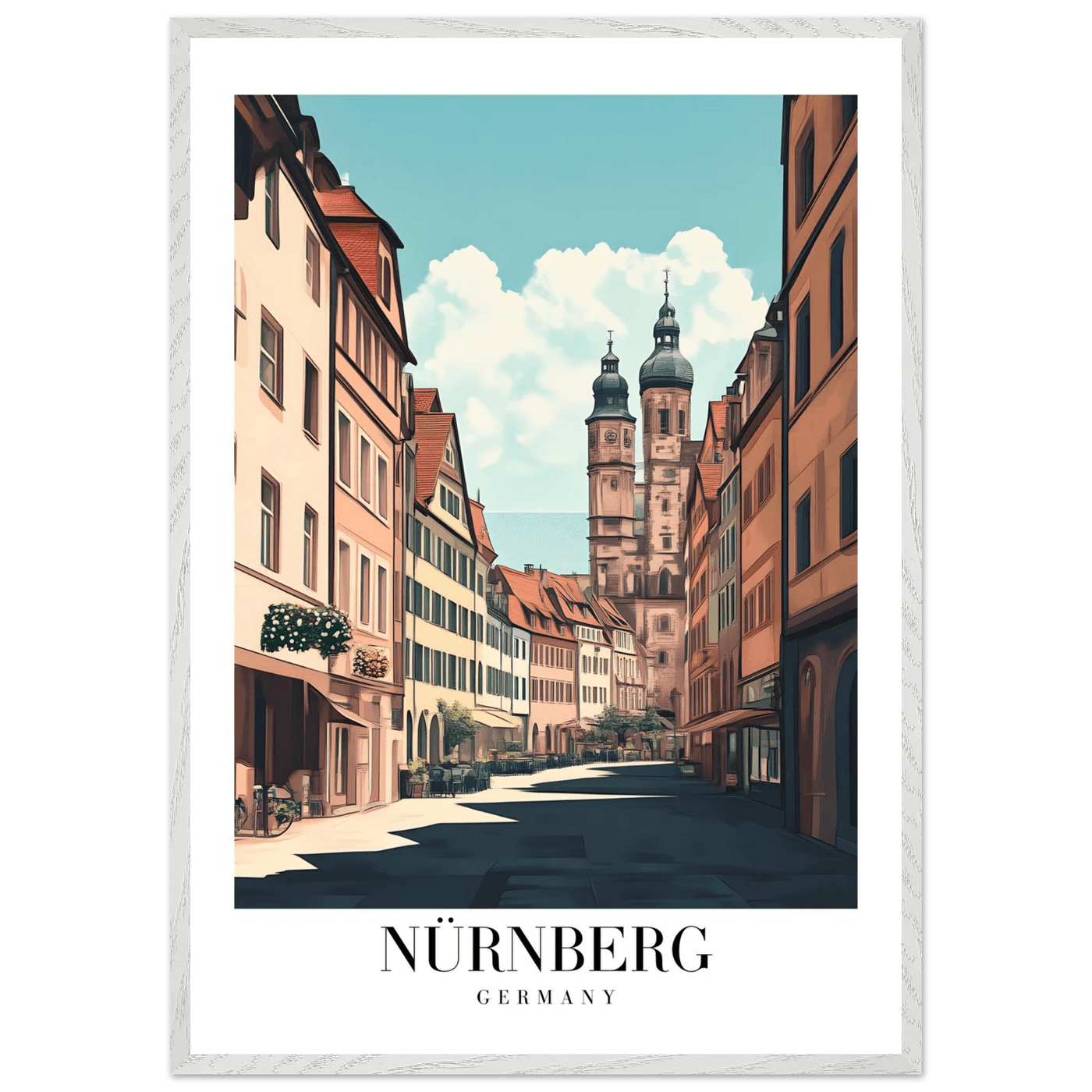 Nürnberg Germany Framed Poster – Vintage European Street Scene Wall Art with Wooden Frame - Vibrantwalls