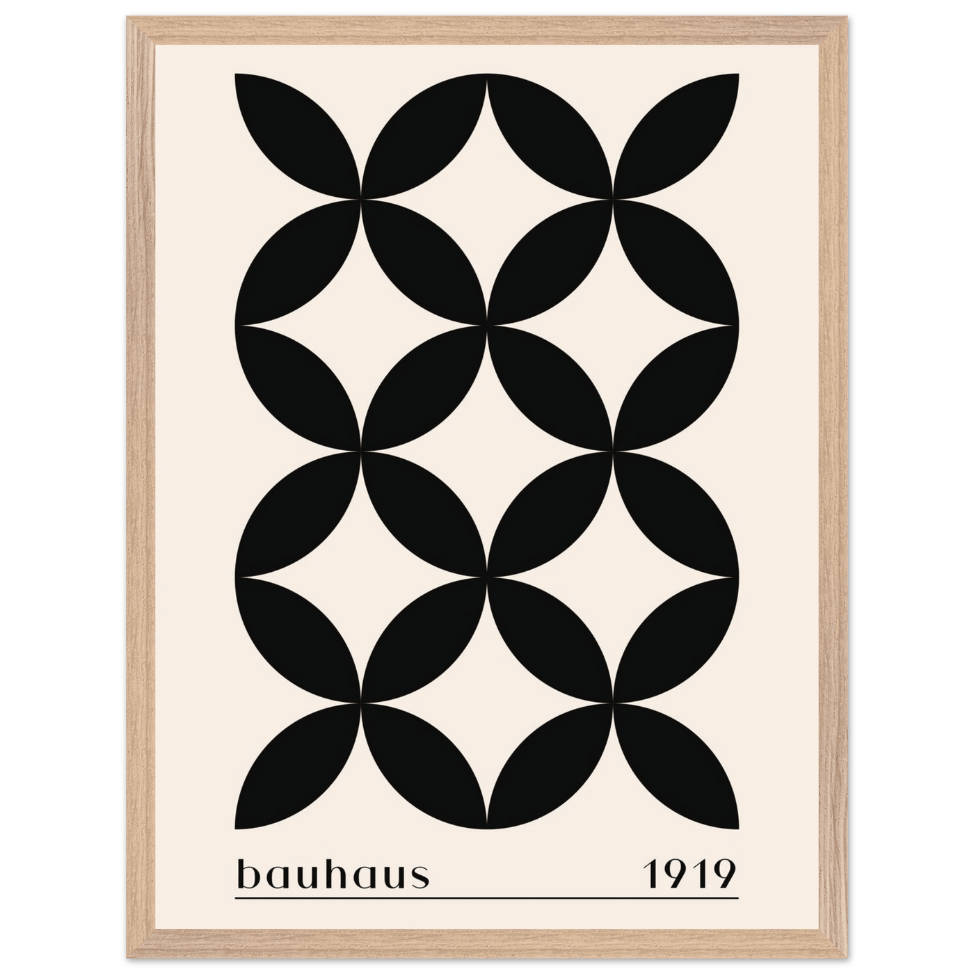 Bauhaus 1919 Black & Beige Circles - Vibrantwalls