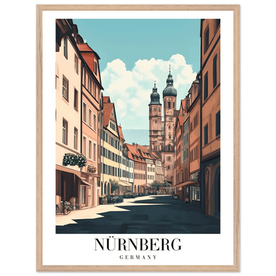 Nürnberg Germany Framed Poster – Vintage European Street Scene Wall Art with Wooden Frame - Vibrantwalls