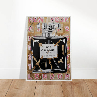 Chanel No. 5 Abstract Luxury Perfume Art Print – Premium Framed Pop Art for Modern Interiors - Vibrantwalls