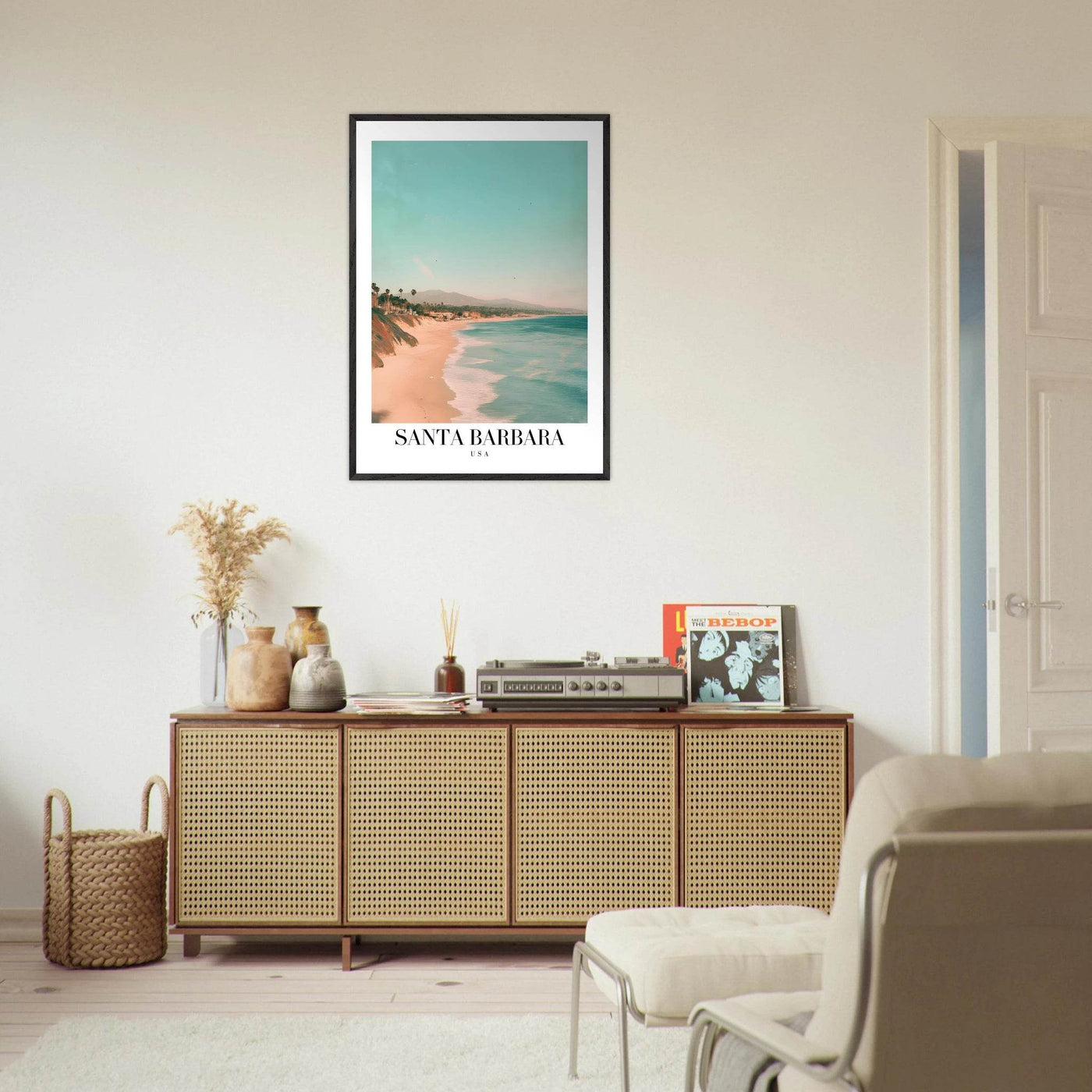 Santa Barbara USA Framed Poster – Pastel Beach Travel Wall Art in Your Choice of Frame - Vibrantwalls