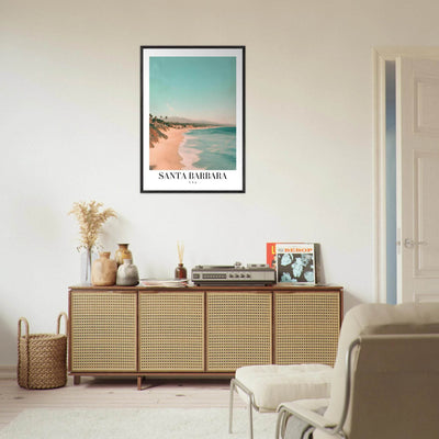 Santa Barbara USA Framed Poster – Pastel Beach Travel Wall Art in Your Choice of Frame - Vibrantwalls