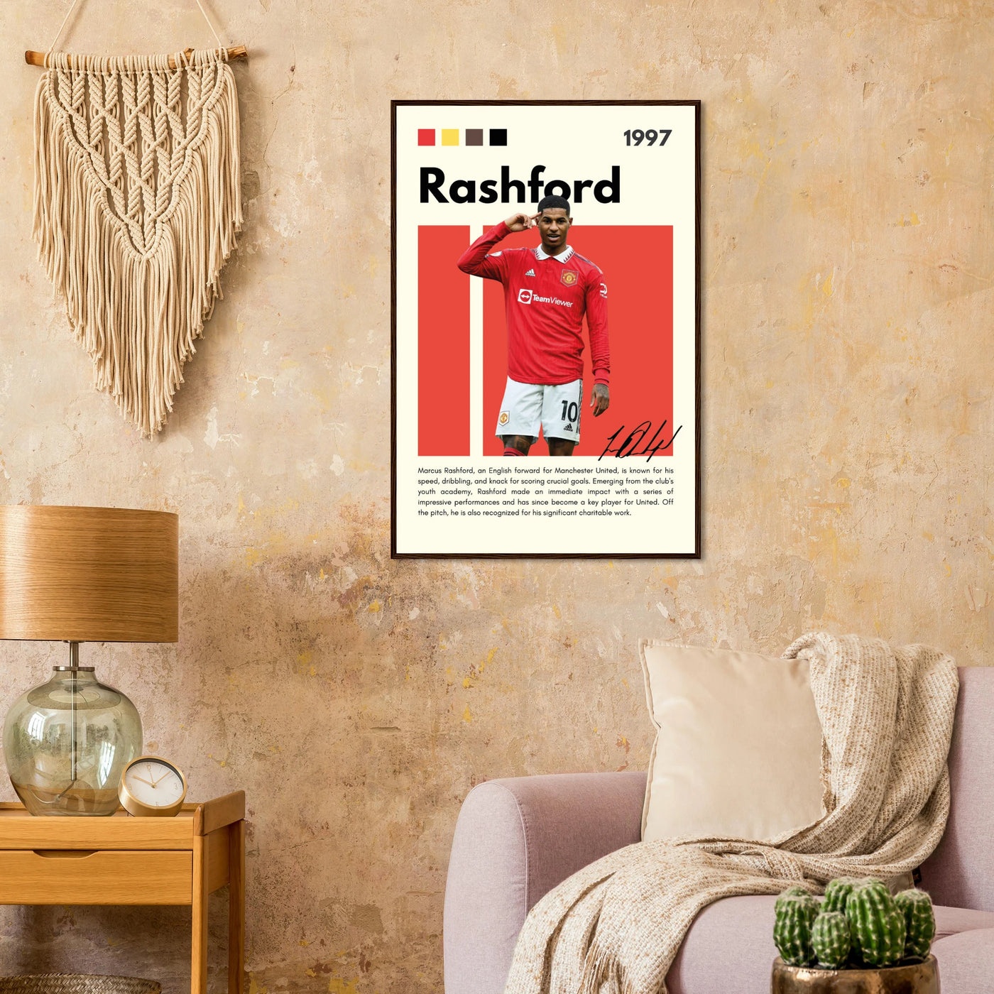 Marcus Rashford Manchester United Soccer Framed Poster – Iconic Red Devil Art Print Vibrantwalls