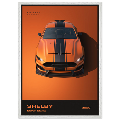 Shelby Super Snake 2020 "Twister Orange" Framed Poster | Modern Automotive Art, Ready-to-Hang Premium Quality A1 (59.4 x 84.1 cm) White frame Vibrantwalls