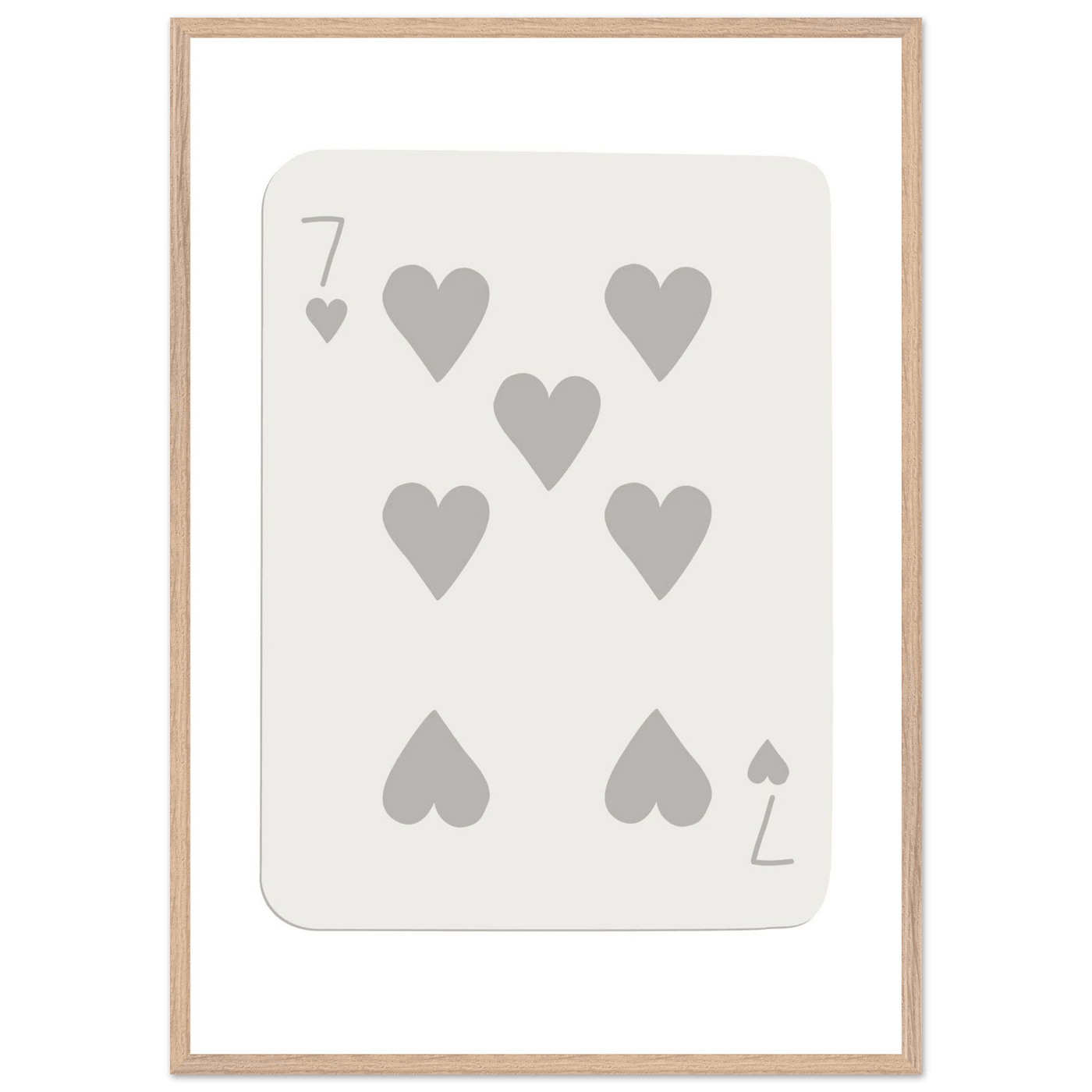 Minimalist Poker Card Print - Seven of Hearts - Mounted Eco-Friendly Framed Art, Custom Sizes & Finishes - Vibrantwalls