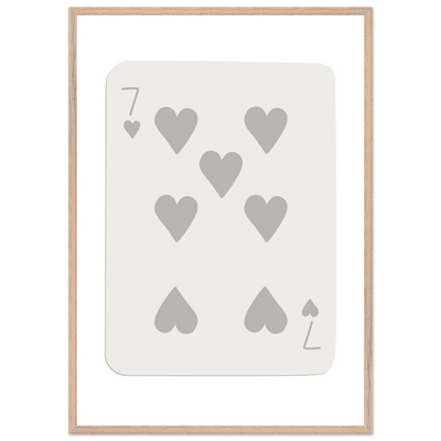 Minimalist Poker Card Print - Seven of Hearts - Mounted Eco-Friendly Framed Art, Custom Sizes & Finishes - Vibrantwalls