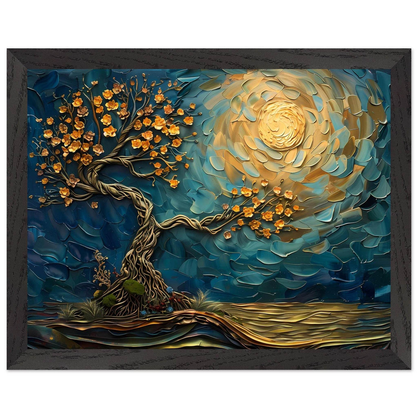 Tree of Life Jewelry - Golden Blooms & Midnight Sky Design - Vibrantwalls