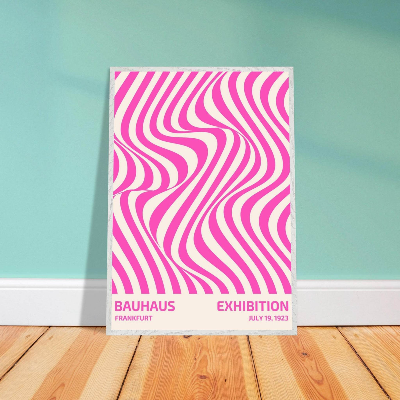 Bauhaus Pink Stripe Abstract Art Print – Modern Minimalist Framed Poster in Multiple Sizes - Vibrantwalls