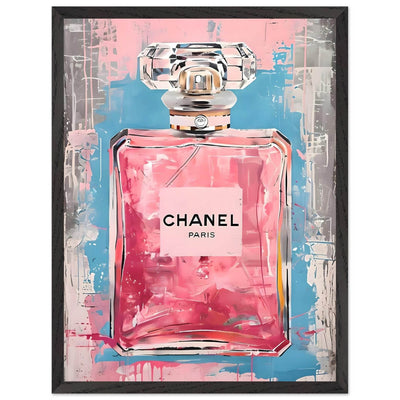 Coco Mademoiselle Chanel Art Print - Pink & Blue Pop Art Style Framed Poster - Vibrantwalls