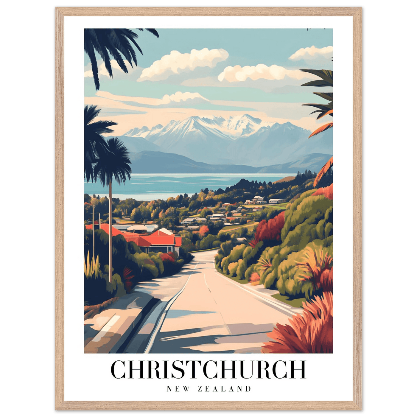 Christchurch New Zealand Framed Poster – Vintage Travel Wall Art with Wooden Frame - Vibrantwalls