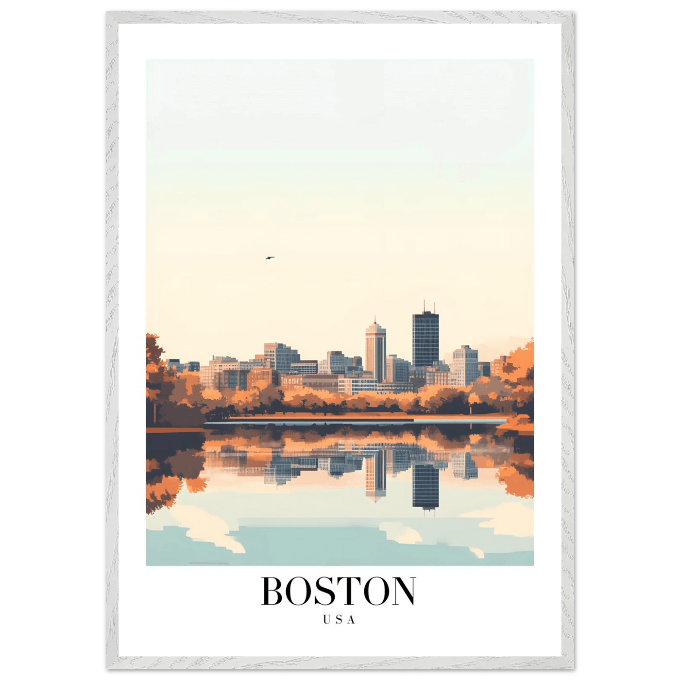 Boston Cityscape Framed Poster – Modern Travel Wall Art with Wooden Frame & Multiple Sizes - Vibrantwalls