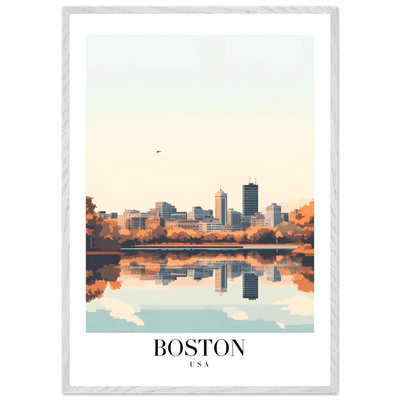 Boston Cityscape Framed Poster – Modern Travel Wall Art with Wooden Frame & Multiple Sizes - Vibrantwalls