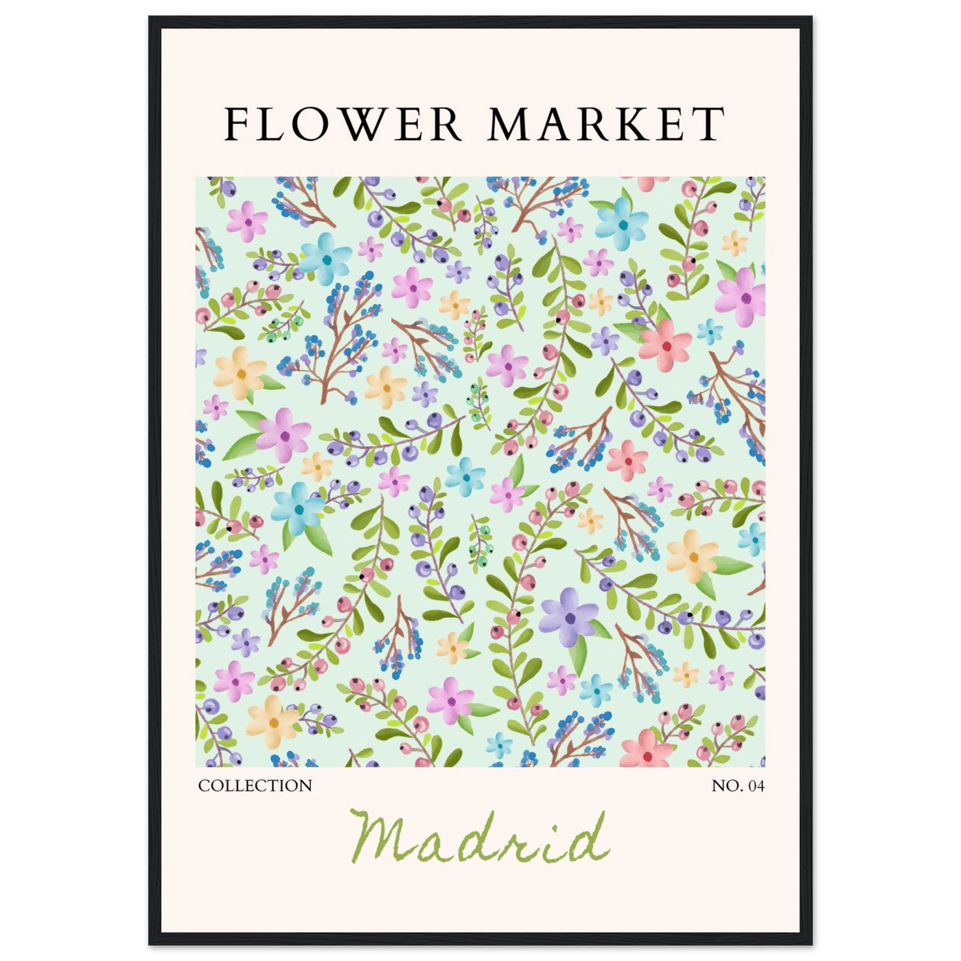 Flower Market Collection Framed Poster – Whimsical Floral & Berry Art Prints | Ready-to-Hang in Various Sizes - Vibrantwalls