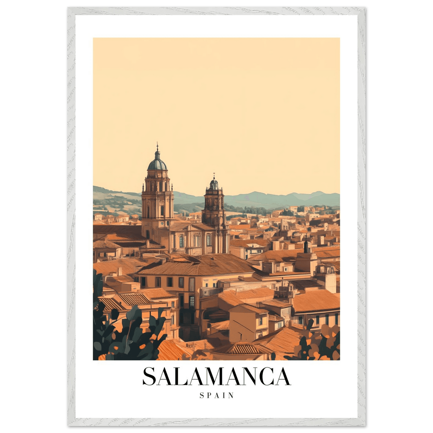Salamanca Spain Framed Poster – Warm Hues Vintage Travel Wall Art with Wooden Frame - Vibrantwalls