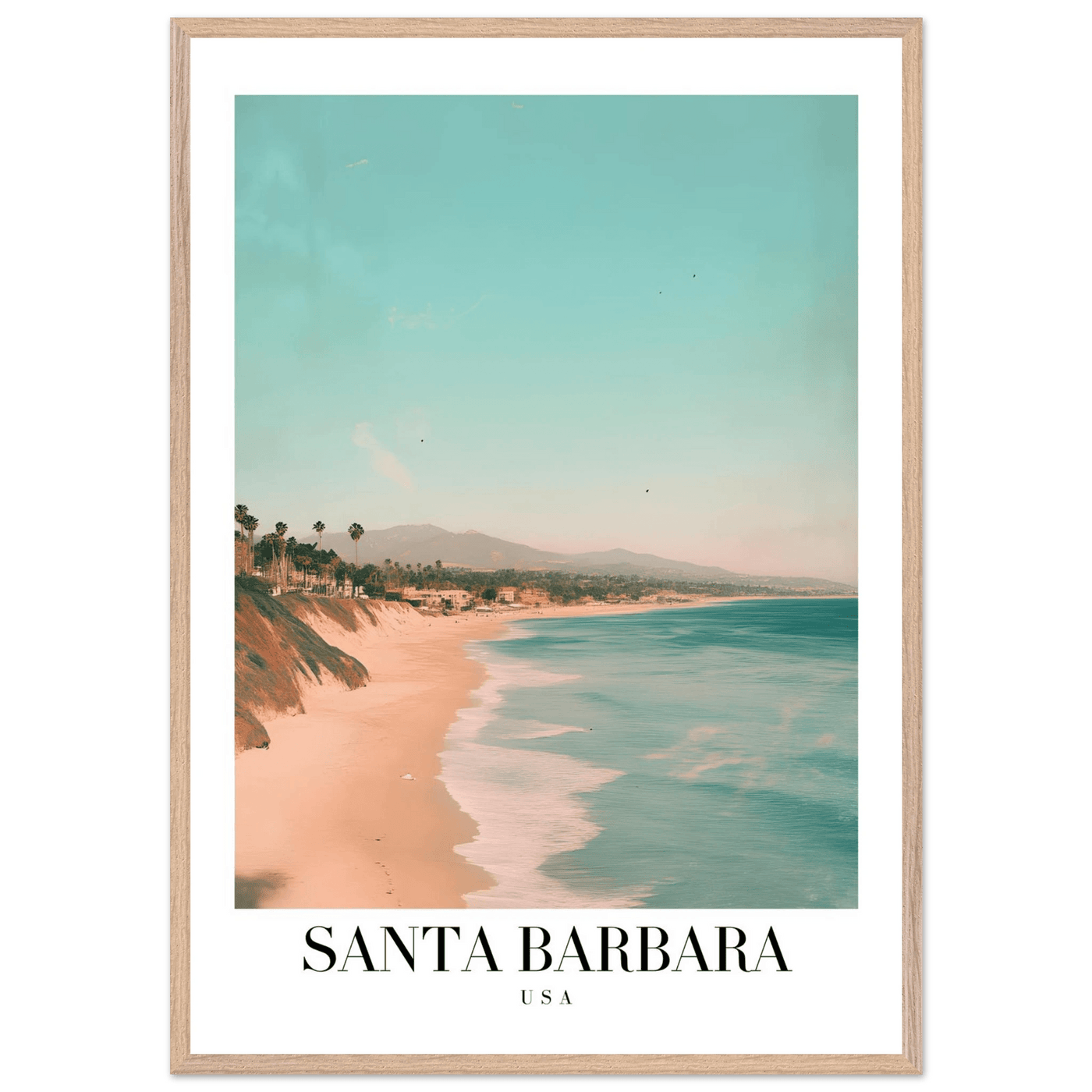 Santa Barbara USA Framed Poster – Pastel Beach Travel Wall Art in Your Choice of Frame - Vibrantwalls