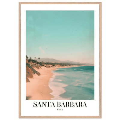 Santa Barbara USA Framed Poster – Pastel Beach Travel Wall Art in Your Choice of Frame - Vibrantwalls