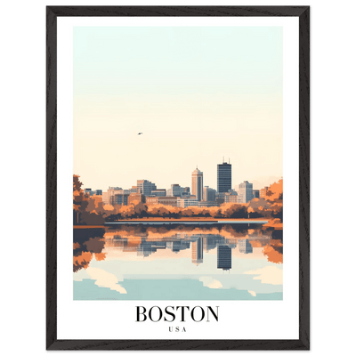 Boston Cityscape Framed Poster – Modern Travel Wall Art with Wooden Frame & Multiple Sizes - Vibrantwalls