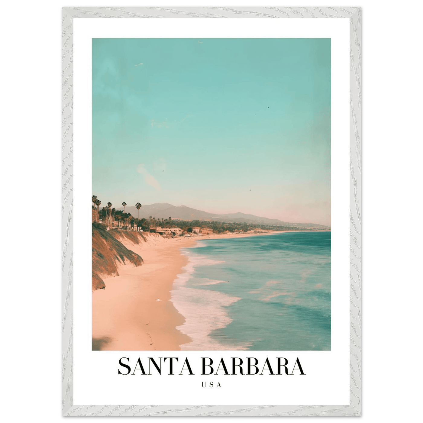 Santa Barbara USA Framed Poster – Pastel Beach Travel Wall Art in Your Choice of Frame - Vibrantwalls