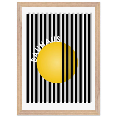 Bauhaus Yellow Circle Wall Art with Modern Stripes - Vibrantwalls