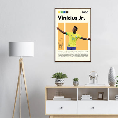 Vinicius Jr. Brazil Soccer Framed Poster – Dynamic Football Legend Art Print in Multiple Sizes & Frame Finishes Vibrantwalls