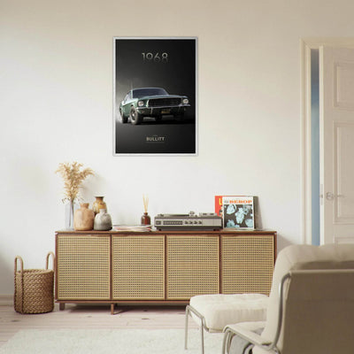 1968 Bullitt Mustang GT - 50th Anniversary Framed Poster | Iconic Green, Ready-to-Hang, Premium Quality - Vibrantwalls