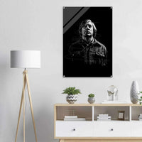 Javier Bardem in No Country for Old Men – Iconic Scrawl Art Acrylic Print - Vibrantwalls