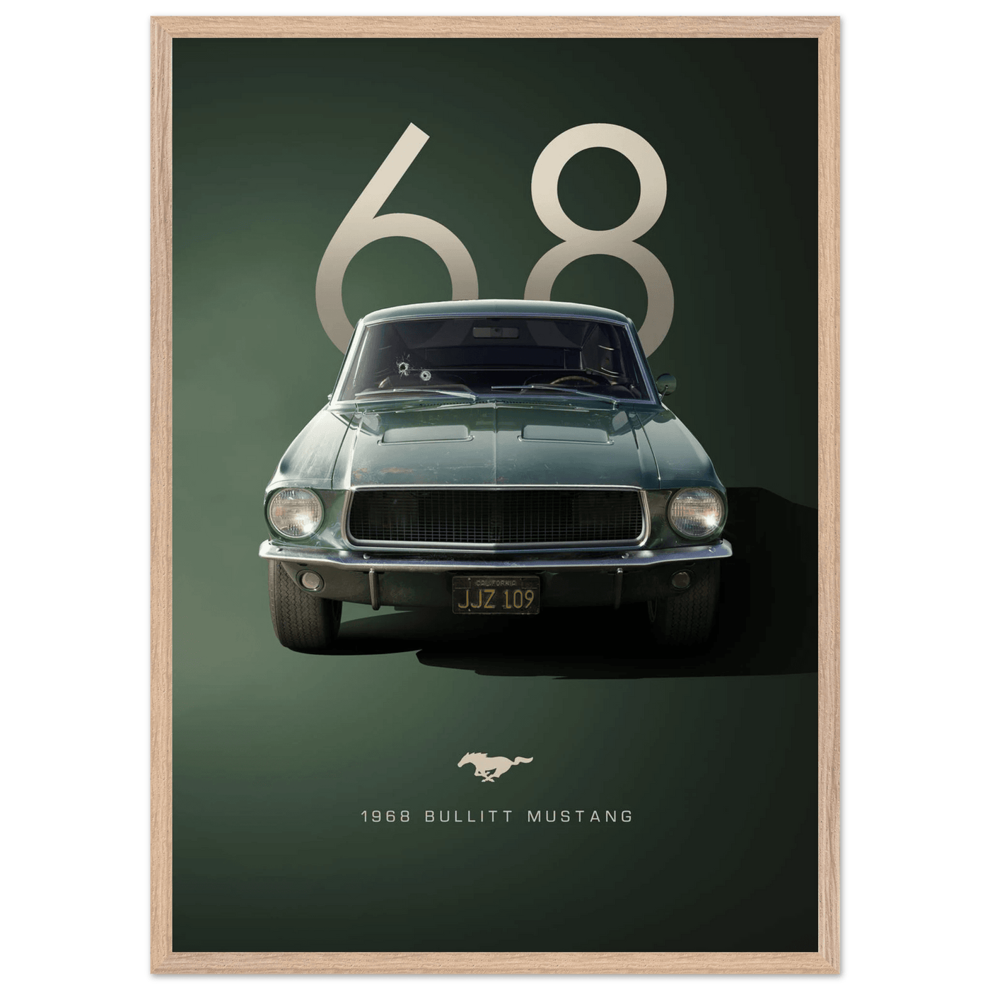 1968 Bullitt Mustang GT - 50th Anniversary Framed Poster | Iconic Automotive Art, Ready-to-Hang - Vibrantwalls