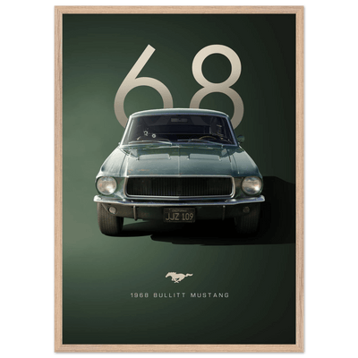 1968 Bullitt Mustang GT - 50th Anniversary Framed Poster | Iconic Automotive Art, Ready-to-Hang - Vibrantwalls